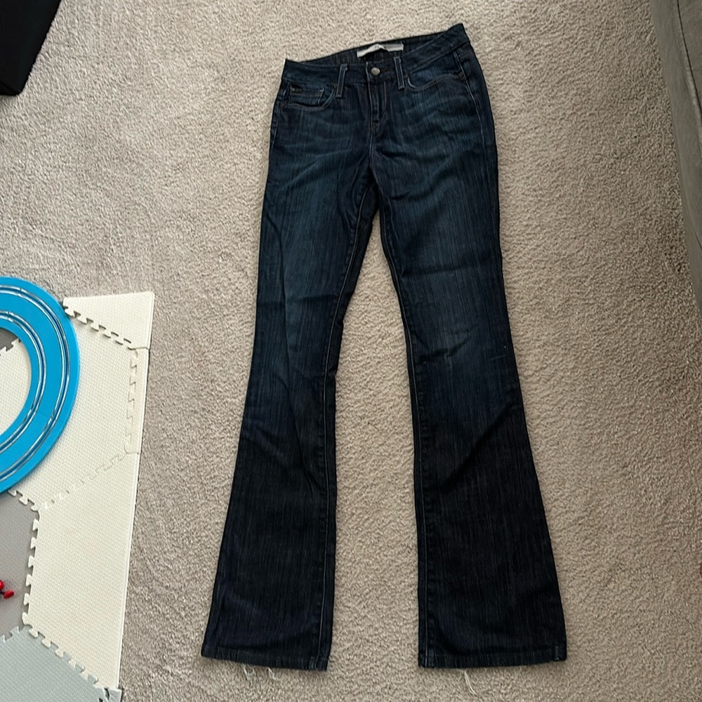 Joe’s jeans, size 24, boot cut, summer weight denim, dark blue
